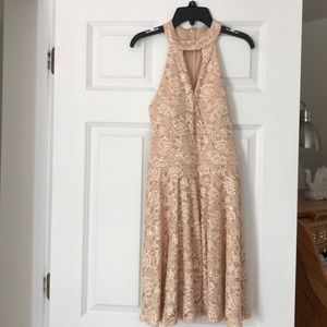 Semi-formal mini dress high neck and v neck